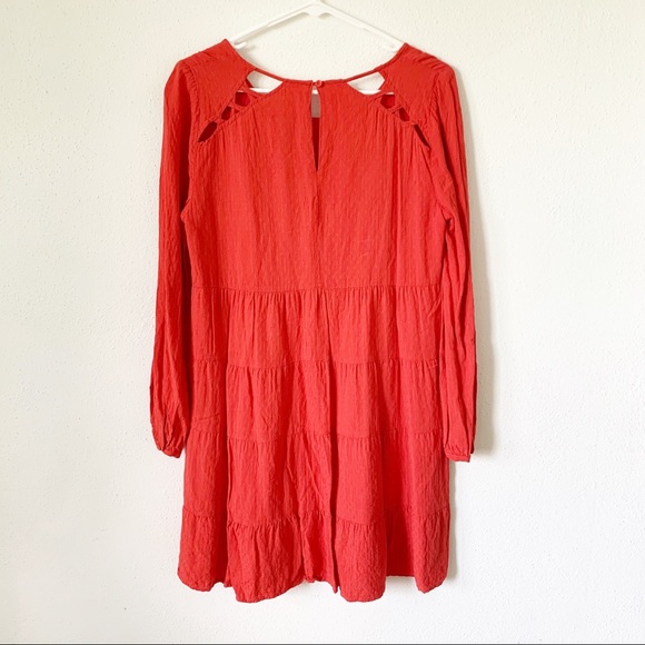 Skies are Blue red babydoll flowy tiered dress - Picture 3 of 5